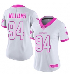 Nike Dolphins #94 Mario Williams White Pink Womens Stitched NFL Limited Rush Fashion Jersey Nike Dolphins #94 Mario Williams White Pink Womens Stitched NFL Limited Rush Fashion Jersey