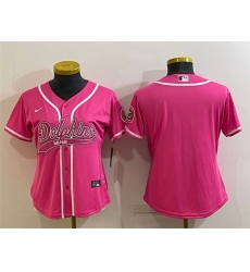 Women Miami Dolphins Blank Pink With Patch Cool Base Stitched Baseball Jersey Women Miami Dolphins Blank Pink With Patch Cool Base Stitched Baseball Jersey