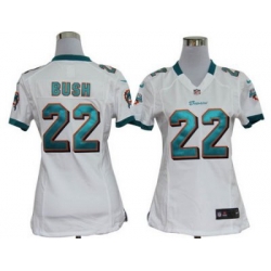 Women Nike Miami Dolphins 22# Reggie Bush White Jersey