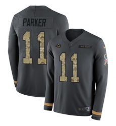 Nike Dolphins #11 DeVante Parker Anthracite Salute to Service Youth Long Sleeve Jersey Nike Dolphins #11 DeVante Parker Anthracite Salute to Service Youth Long Sleeve Jersey