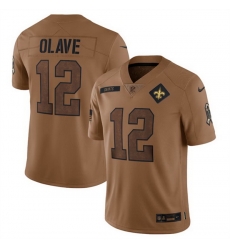 Men New Orleans Saints 12 Chris Olave 2023 Brown Salute To Service Limited Limited Stitched Jersey Men New Orleans Saints 12 Chris Olave 2023 Brown Salute To Service Limited Limited Stitched Jersey