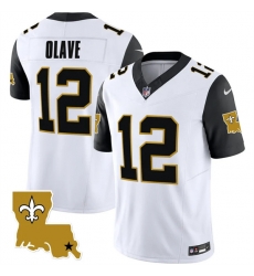 Men New Orleans Saints 12 Chris Olave White Black 2023 F U S E 1987 Legacy Vapor Stitched Jersey Men New Orleans Saints 12 Chris Olave White Black 2023 F U S E 1987 Legacy Vapor Stitched Jersey
