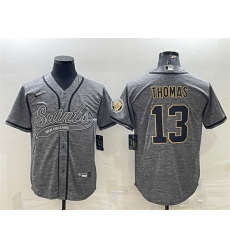 Men New Orleans Saints 13 Michael Thomas Grey With Patch Cool Base Stitched Baseball Jersey Men New Orleans Saints 13 Michael Thomas Grey With Patch Cool Base Stitched Baseball Jersey