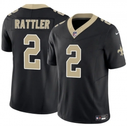 Men New Orleans Saints 2 Spencer Rattler Black 2025 F U S E Vapor Limited Stitched Football Jersey