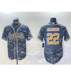 Men New Orleans Saints 22 Rashid Shaheed Grey Camo With Patch Cool Base Stitched Baseball Jersey Men New Orleans Saints 22 Rashid Shaheed Grey Camo With Patch Cool Base Stitched Baseball Jersey
