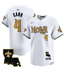 Men New Orleans Saints 4 Derek Carr White Cool Base Stitched Baseball Jersey Men New Orleans Saints 4 Derek Carr White Cool Base Stitched Baseball Jersey