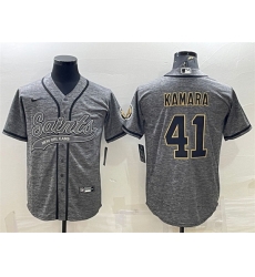 Men New Orleans Saints 41 Alvin Kamara Grey With Patch Cool Base Stitched Baseball Jersey Men New Orleans Saints 41 Alvin Kamara Grey With Patch Cool Base Stitched Baseball Jersey