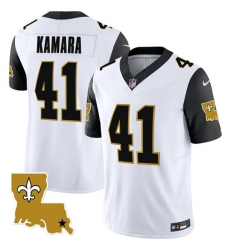 Men New Orleans Saints 41 Alvin Kamara White Black 2023 F U S E 1987 Legacy Vapor Stitched Jersey Men New Orleans Saints 41 Alvin Kamara White Black 2023 F U S E 1987 Legacy Vapor Stitched Jersey