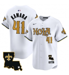 Men New Orleans Saints 41 Alvin Kamara White Cool Base Stitched Baseball Jersey Men New Orleans Saints 41 Alvin Kamara White Cool Base Stitched Baseball Jersey
