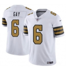 Men New Orleans Saints 6 Willie Gay White Color Rush Limited Stitched Football Jersey Men New Orleans Saints 6 Willie Gay White Color Rush Limited Stitched Football Jersey