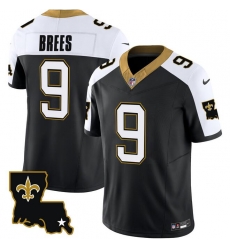 Men New Orleans Saints 9 Drew Brees Black White 2023 F U S E 1987 Legacy Vapor Stitched Jersey Men New Orleans Saints 9 Drew Brees Black White 2023 F U S E 1987 Legacy Vapor Stitched Jersey