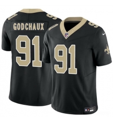 Men New Orleans Saints 91 Davon Godchaux Black F U S E Vapor Limited Stitched Football Jersey