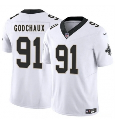Men New Orleans Saints 91 Davon Godchaux White 2025 F U S E Vapor Limited Stitched Football Jersey