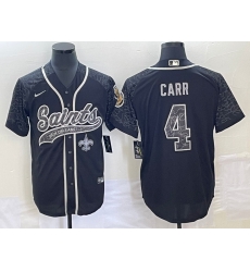 Men's New Orleans Saints #4 Derek Carr Black Reflective With Patch Cool Base Stitched Baseball Jersey Men's New Orleans Saints #4 Derek Carr Black Reflective With Patch Cool Base Stitched Baseball Jersey