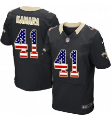 Mens Nike New Orleans Saints 41 Alvin Kamara Elite Black Home USA Flag Fashion NFL Jersey Mens Nike New Orleans Saints 41 Alvin Kamara Elite Black Home USA Flag Fashion NFL Jersey