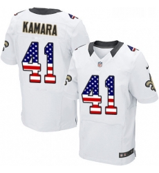 Mens Nike New Orleans Saints 41 Alvin Kamara Elite White Road USA Flag Fashion NFL Jersey Mens Nike New Orleans Saints 41 Alvin Kamara Elite White Road USA Flag Fashion NFL Jersey