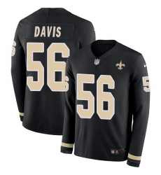 Nike Saints #56 DeMario Davis Black Team Color Men Stitched NFL Limited Therma Long Sleeve Jersey Nike Saints #56 DeMario Davis Black Team Color Men Stitched NFL Limited Therma Long Sleeve Jersey