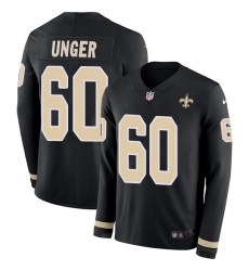 Nike Saints #60 Max Unger Black Team Color Men Stitched NFL Limited Therma Long Sleeve Jersey Nike Saints #60 Max Unger Black Team Color Men Stitched NFL Limited Therma Long Sleeve Jersey