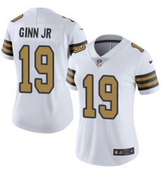 Nike Saints #19 Ted Ginn Jr White Womens Stitched NFL Limited Rush Jersey Nike Saints #19 Ted Ginn Jr White Womens Stitched NFL Limited Rush Jersey