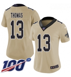 Saints #13 Michael Thomas Gold Women Stitched Football Limited Inverted Legend 100th Season Jersey Saints #13 Michael Thomas Gold Women Stitched Football Limited Inverted Legend 100th Season Jersey