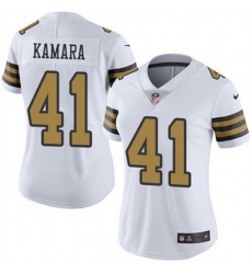 Women New Orleans Saints 41 Alvin Kamara White Color Rush Limited Stitched Jersey Women New Orleans Saints 41 Alvin Kamara White Color Rush Limited Stitched Jersey