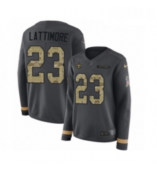 Womens Nike New Orleans Saints 23 Marshon Lattimore Limited Black Salute to Service Therma Long Sleeve NFL Jersey Womens Nike New Orleans Saints 23 Marshon Lattimore Limited Black Salute to Service Therma Long Sleeve NFL Jersey