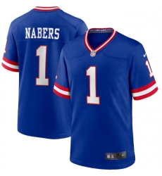 Men New York Giants 1 Malik Nabers Royal 2024 F U S E Throwback Limited Stitched Jersey Men New York Giants 1 Malik Nabers Royal 2024 F U S E Throwback Limited Stitched Jersey