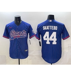 Men New York Giants 44 Cam Skattebo Royal Pinstripe With Patch Cool Base Stitched Baseball Jersey
