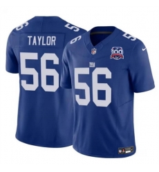 Men New York Giants 56 Lawrence Taylor Blue 2024 F U S E 100TH Season Patch Vapor Untouchable Limited Stitched Jersey Men New York Giants 56 Lawrence Taylor Blue 2024 F U S E 100TH Season Patch Vapor Untouchable Limited Stitched Jersey