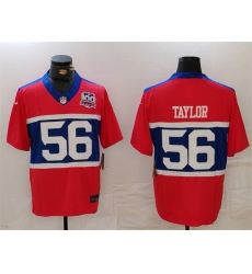 Men New York Giants 56 Lawrence Taylor Century Red 100TH Season Commemorative Patch Limited Stitched Football Jersey Men New York Giants 56 Lawrence Taylor Century Red 100TH Season Commemorative Patch Limited Stitched Football Jersey