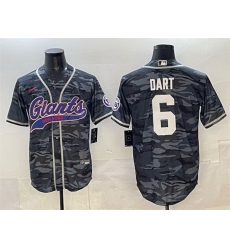 Men New York Giants 6 Jaxson Dart Gray Camo With Patch Cool Base Stitched Baseball Jersey Men New York Giants 6 Jaxson Dart Gray Camo With Patch Cool Base Stitched Baseball Jersey
