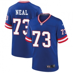 Men New York Giants 73 Evan Neal Royal Classic Retired Player Stitched Game Jersey