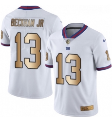 Mens Nike New York Giants 13 Odell Beckham Jr Limited WhiteGold Rush NFL Jersey Mens Nike New York Giants 13 Odell Beckham Jr Limited WhiteGold Rush NFL Jersey
