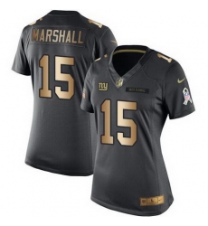 Nike Giants #15 Brandon Marshall Black Womens Stitched NFL Limited Gold Salute to Service Jersey Nike Giants #15 Brandon Marshall Black Womens Stitched NFL Limited Gold Salute to Service Jersey
