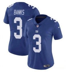 Women New York Giants 3 Deonte Banks Blue Vapor Stitched Jersey Women New York Giants 3 Deonte Banks Blue Vapor Stitched Jersey
