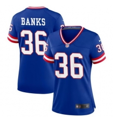 Women New York Giants 36 Deonte Banks Royal Classic Stitched Jersey Women New York Giants 36 Deonte Banks Royal Classic Stitched Jersey