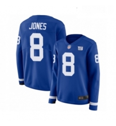 Womens New York Giants 8 Daniel Jones Limited Royal Blue Therma Long Sleeve Football Jersey Womens New York Giants 8 Daniel Jones Limited Royal Blue Therma Long Sleeve Football Jersey