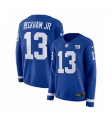 Womens Nike New York Giants 13 Odell Beckham Jr Limited Royal Blue Therma Long Sleeve NFL Jersey Womens Nike New York Giants 13 Odell Beckham Jr Limited Royal Blue Therma Long Sleeve NFL Jersey