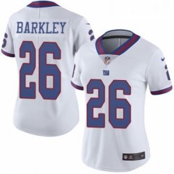 Womens Nike New York Giants 26 Saquon Barkley Limited White Rush Vapor Untouchable NFL Jersey
