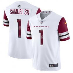 Men Washington Commanders 1 Deebo Samuel Sr White 2025 Vapor Limited Stitched Football Jersey