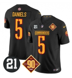 Men Washington Commanders 5 Jayden Daniels Black F U S E  90th  26 Sean Taylor Patch Vapor Limited Stitched Football Jersey