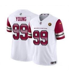 Men Washington Commanders 99 Chase Young White 2023 F U S E With John Madden Patch Vapor Limited Stitched Football Jersey Men Washington Commanders 99 Chase Young White 2023 F U S E With John Madden Patch Vapor Limited Stitched Football Jersey