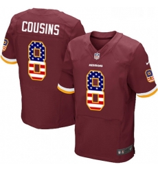 Mens Nike Washington Redskins 8 Kirk Cousins Elite Burgundy Red Home USA Flag Fashion NFL Jersey Mens Nike Washington Redskins 8 Kirk Cousins Elite Burgundy Red Home USA Flag Fashion NFL Jersey