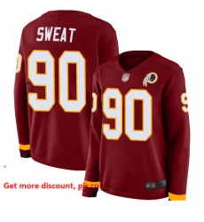 Redskins 90 Montez Sweat Burgundy Red Team Color Women Stitched Football Limited Therma Long Sleeve Jersey Redskins 90 Montez Sweat Burgundy Red Team Color Women Stitched Football Limited Therma Long Sleeve Jersey