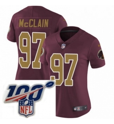 Womens Nike Washington Redskins 97 Terrell McClain Burgundy RedGold Number Alternate 80TH Anniversary Vapor Untouchable Limited Stitched 100th anniversary Womens Nike Washington Redskins 97 Terrell McClain Burgundy RedGold Number Alternate 80TH Anniversary Vapor Untouchable Limited Stitched 100th anniversary