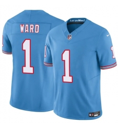 Men Tennessee Titans 1 Cameron Ward Blue 2025 Draft F U S E  Throwback Vapor Limited Stitched Football Jersey