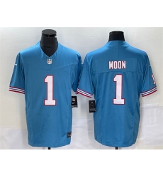Men Tennessee Titans 1 Warren Moon Light Blue 2023 F U S E Vapor Limited Throwback Stitched Football Jersey Men Tennessee Titans 1 Warren Moon Light Blue 2023 F U S E Vapor Limited Throwback Stitched Football Jersey