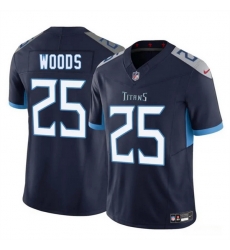 Men Tennessee Titans 25 Xavier Woods Navy 2025 F U S E  Vapor Limited Stitched Football Jersey
