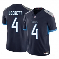 Men Tennessee Titans 4 Tyler Lockett Navy 2025 F U S E  Vapor Limited Stitched Football Jersey