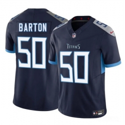 Men Tennessee Titans 50 Cody Barton Navy 2025 F U S E  Vapor Limited Stitched Football Jersey